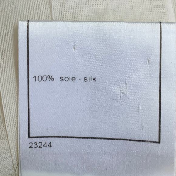 CHANEL Vintage 2003 Cruise 8 Cream Black Silk Sheer Pleated Short Sleeve Blouse - Picture 7 of 9